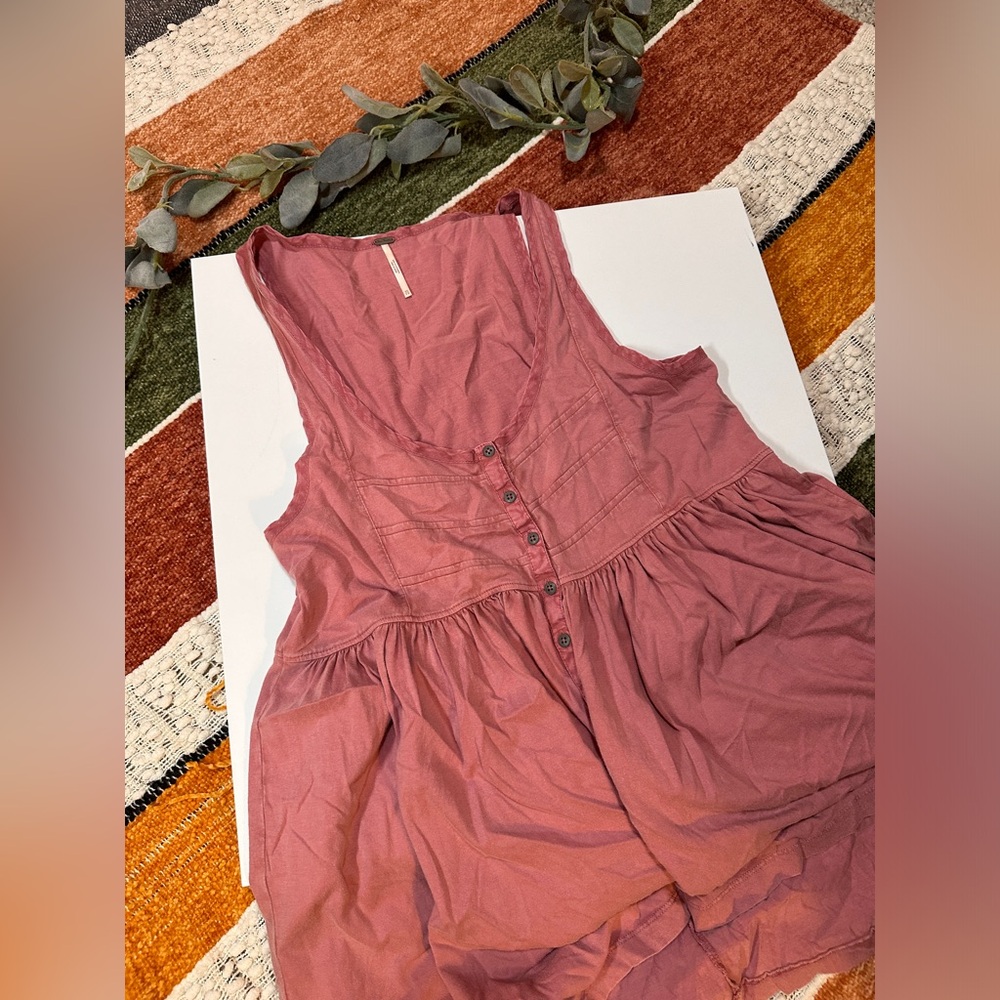 Free People Dusty Rose Button-Front Tank Top - Picture 3 of 5